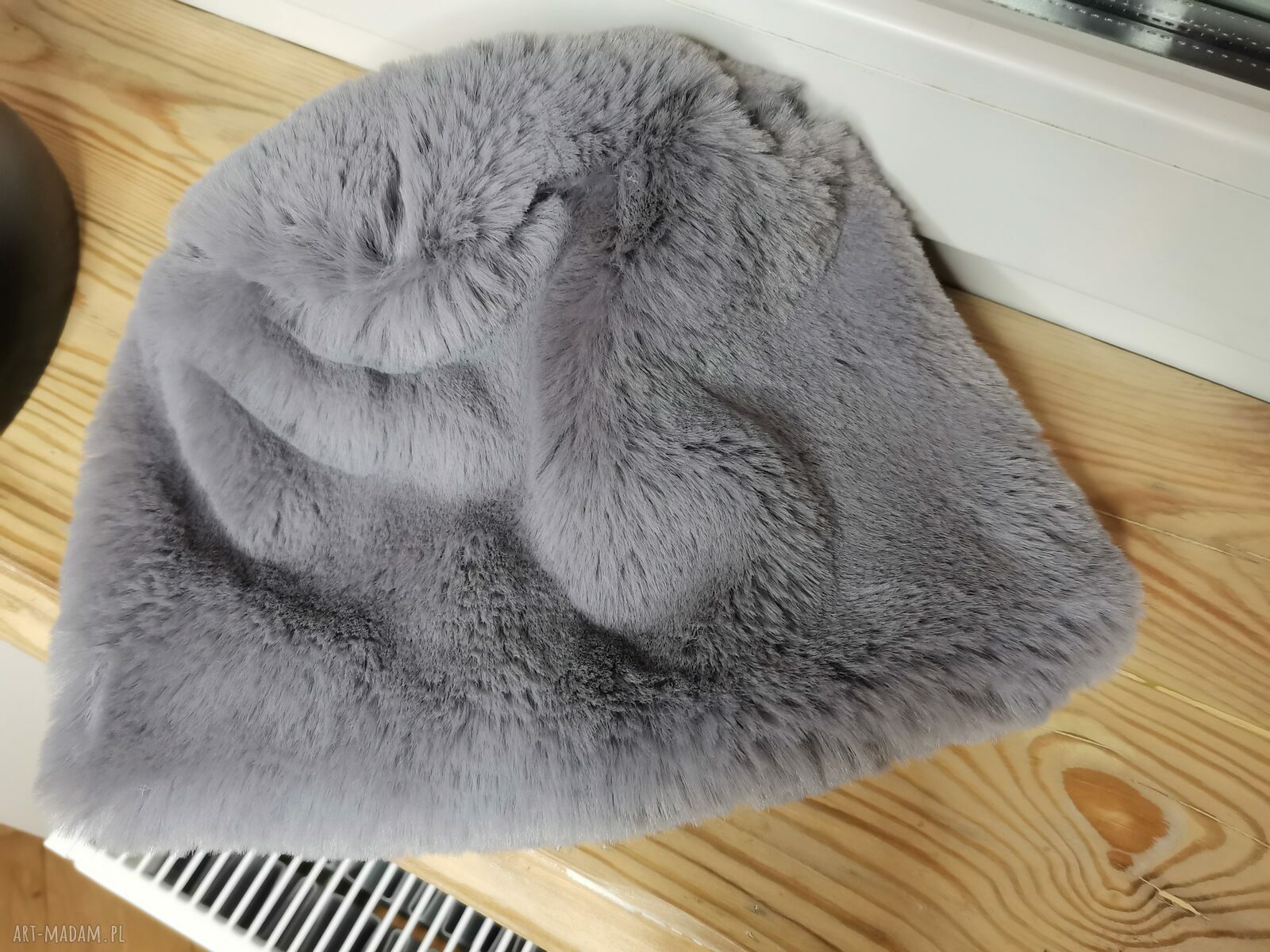 Szara futrzana czapka Frida z podszewką - sztuczne futro (one size)
