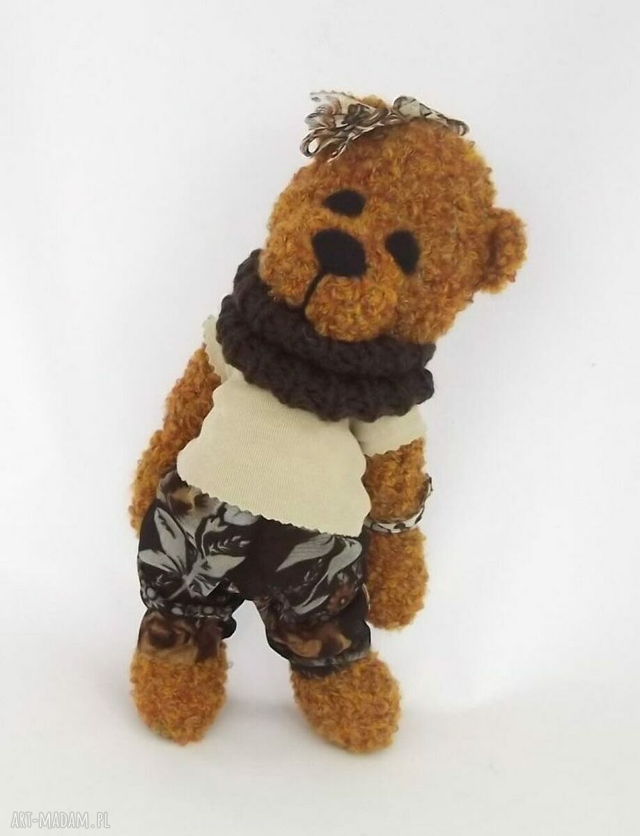 Gabrysia - misiowa dziewczynka, szydełkowa maskotka handmade 34 cm