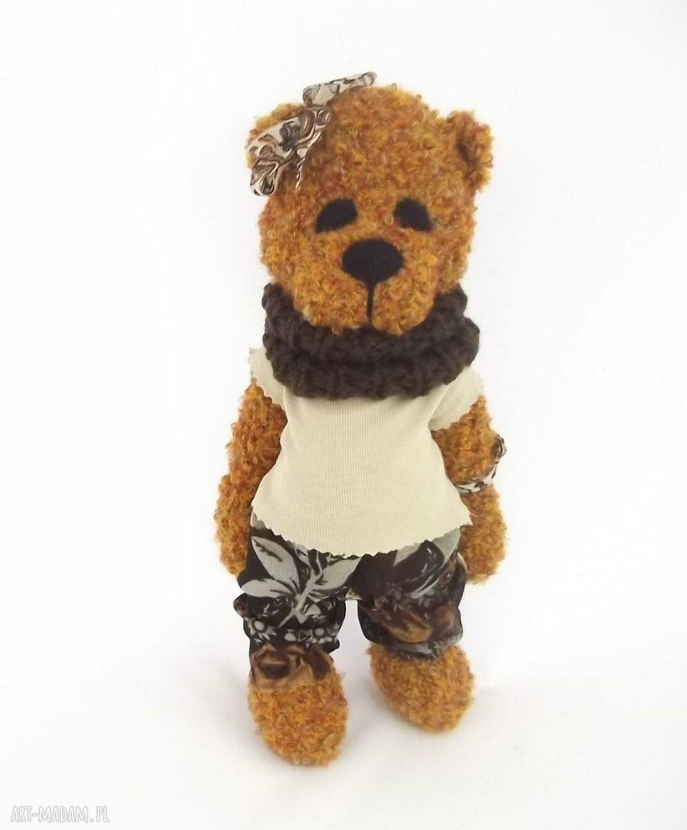 Gabrysia - misiowa dziewczynka, szydełkowa maskotka handmade 34 cm