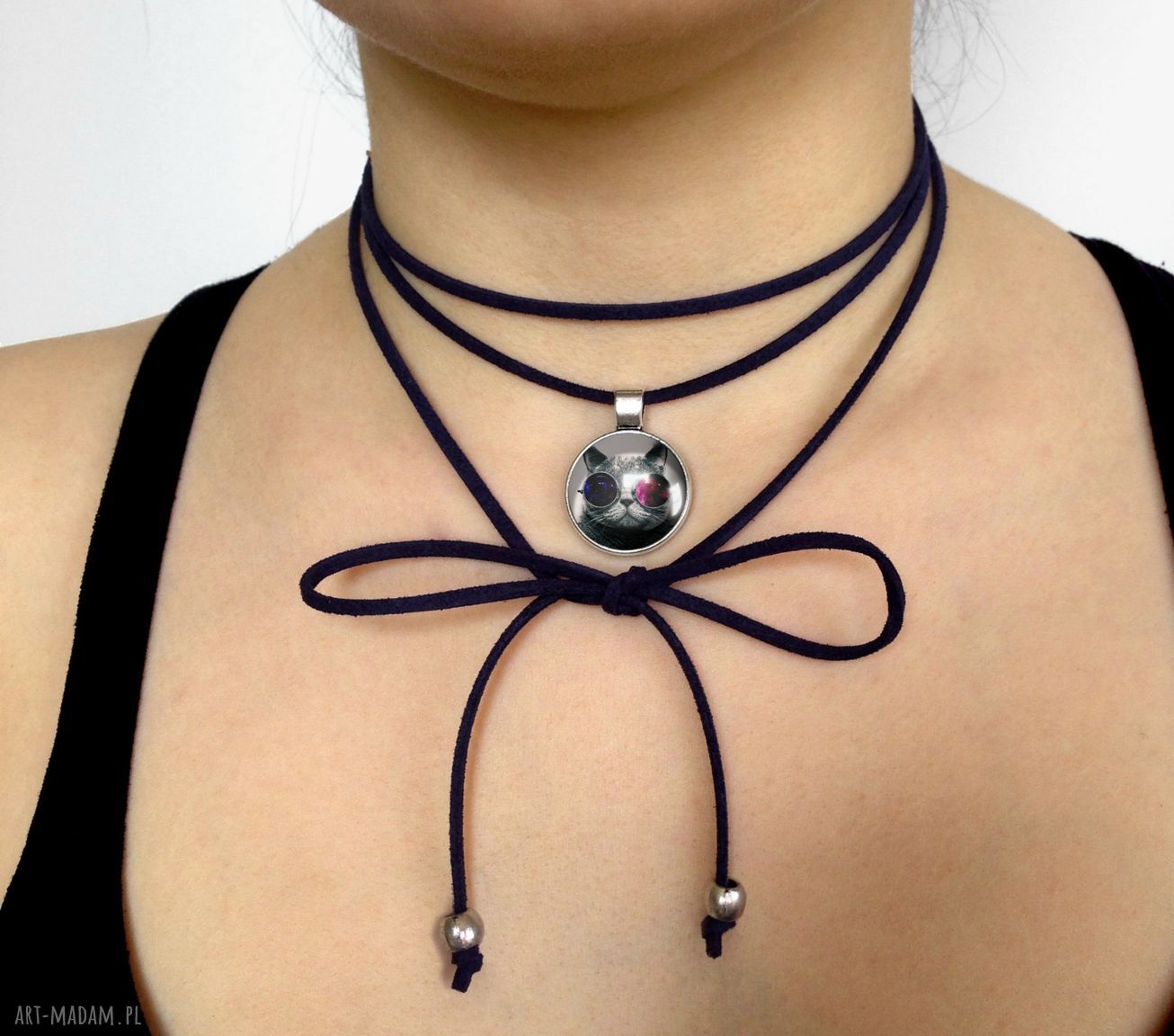 Kosmiczny kot choker galaxy hipster kotem ręcznie robiony