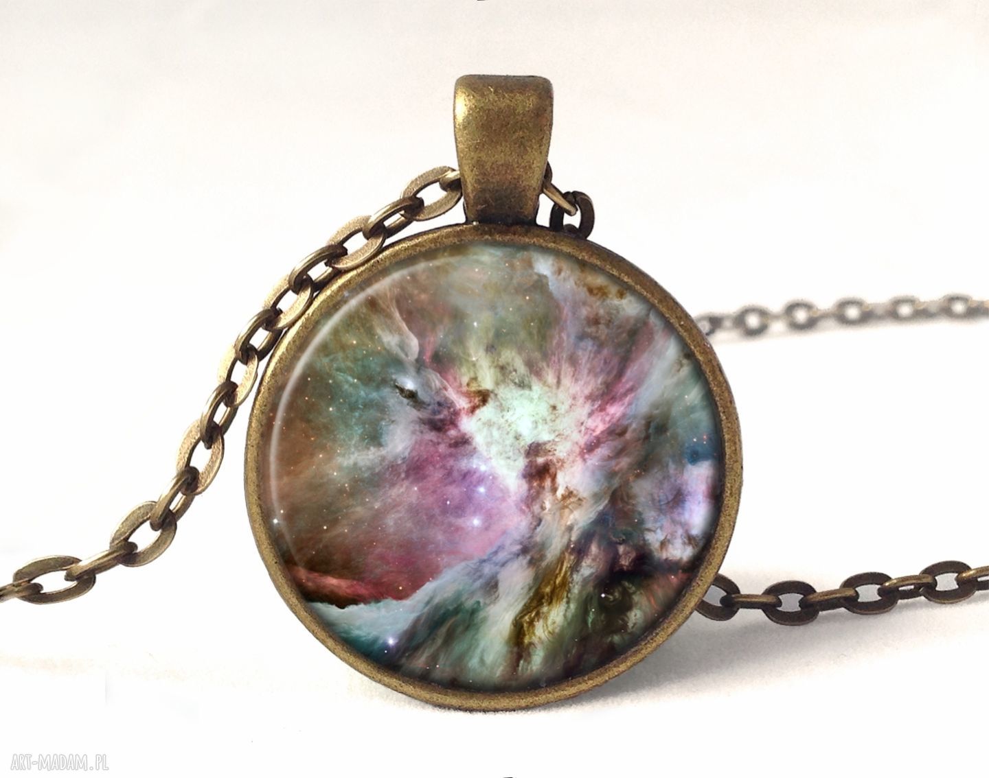 Orion nebula medalion łańcuszkiem kosmiczna galaxy naszyjnik