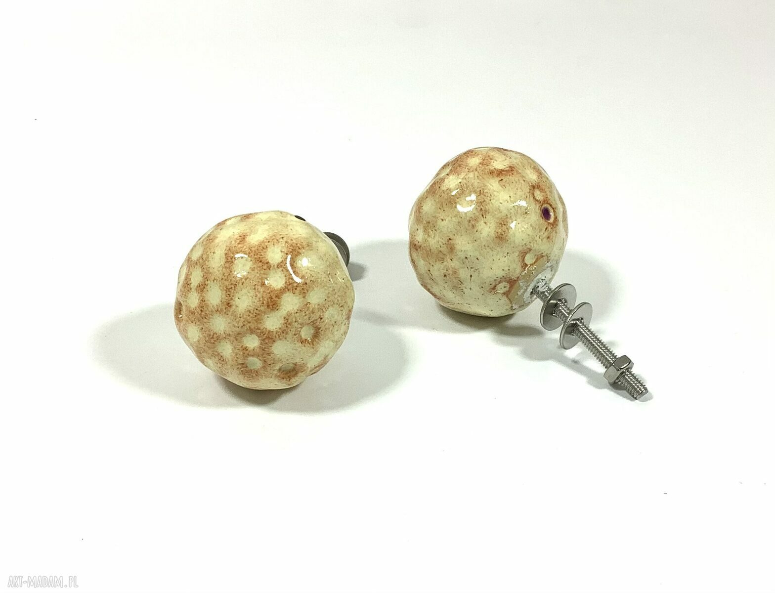 Uchwyty i gałki meblowe „Beżowe kule” - ceramika handmade