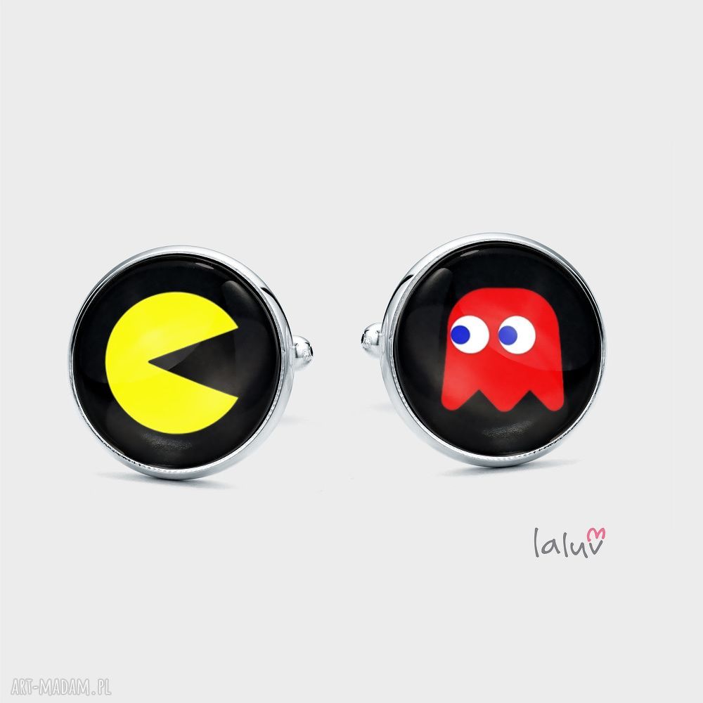 Spinki do mankietów Pacman - prezent dla fana retro gier
