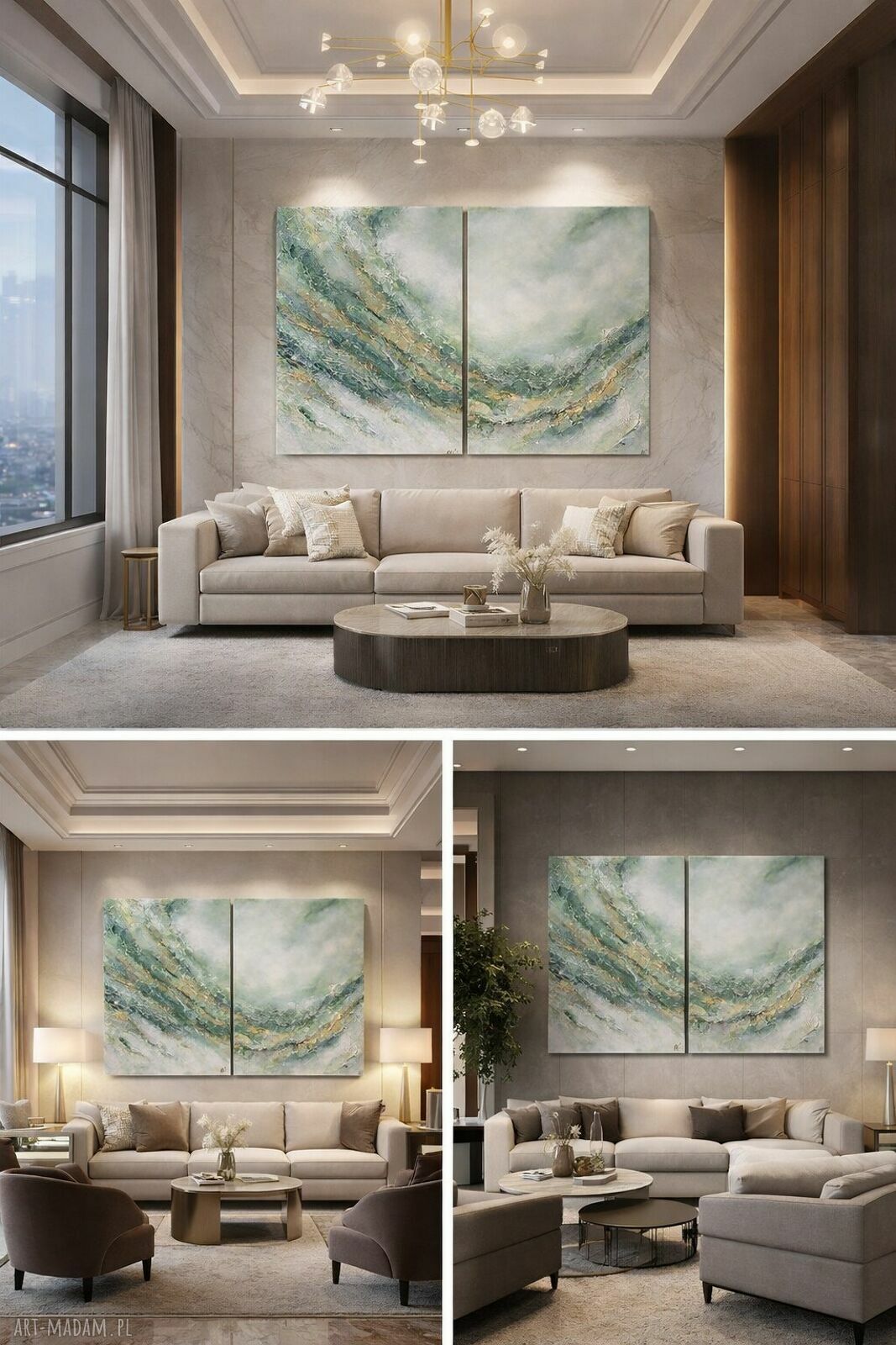 Abstrakcja Garden - obraz strukturalny XXL 100x140 cm (dyptyk)