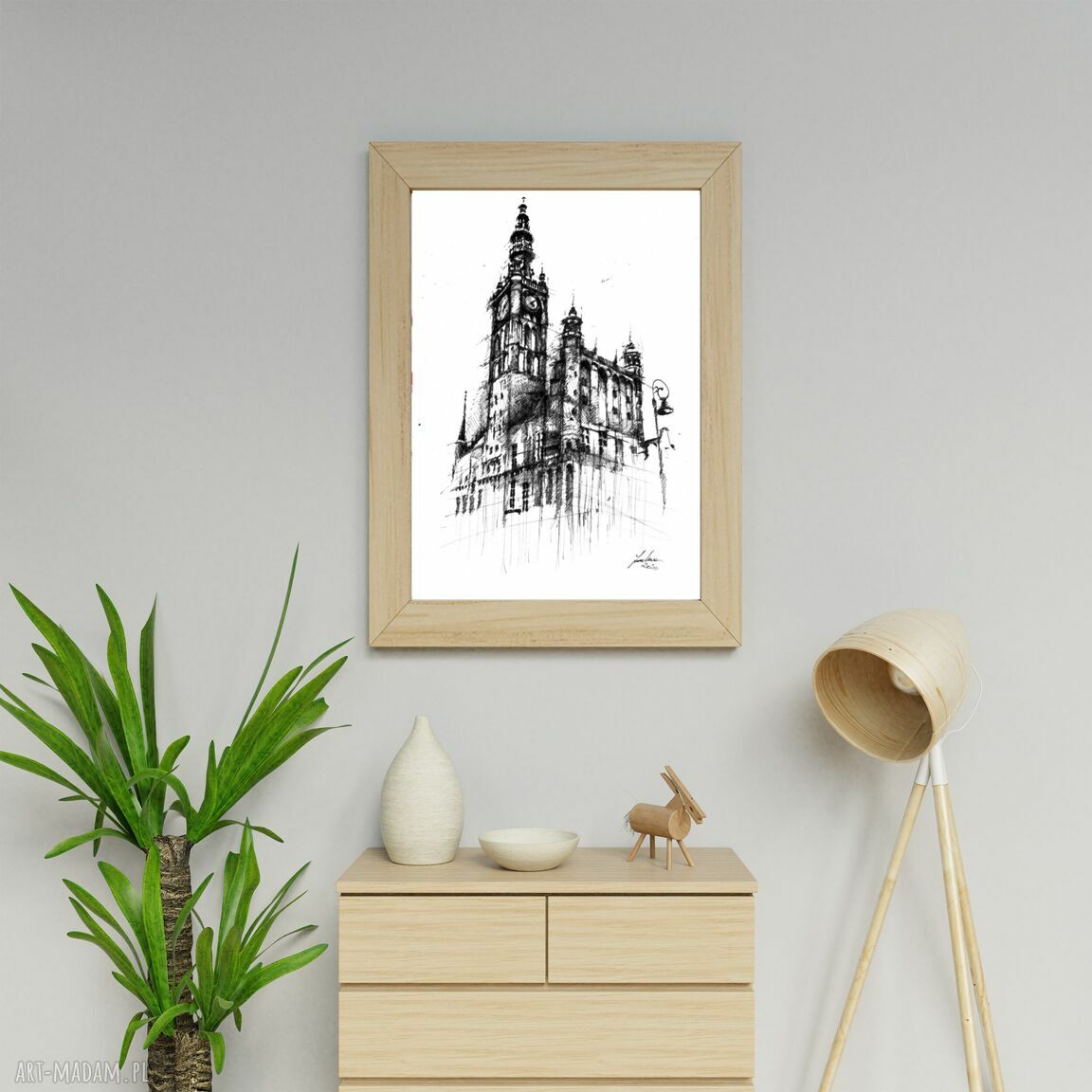 Plakat „Ratusz Głównego Miasta” w Gdańsku (A3) - autorska grafika Toja Dorota