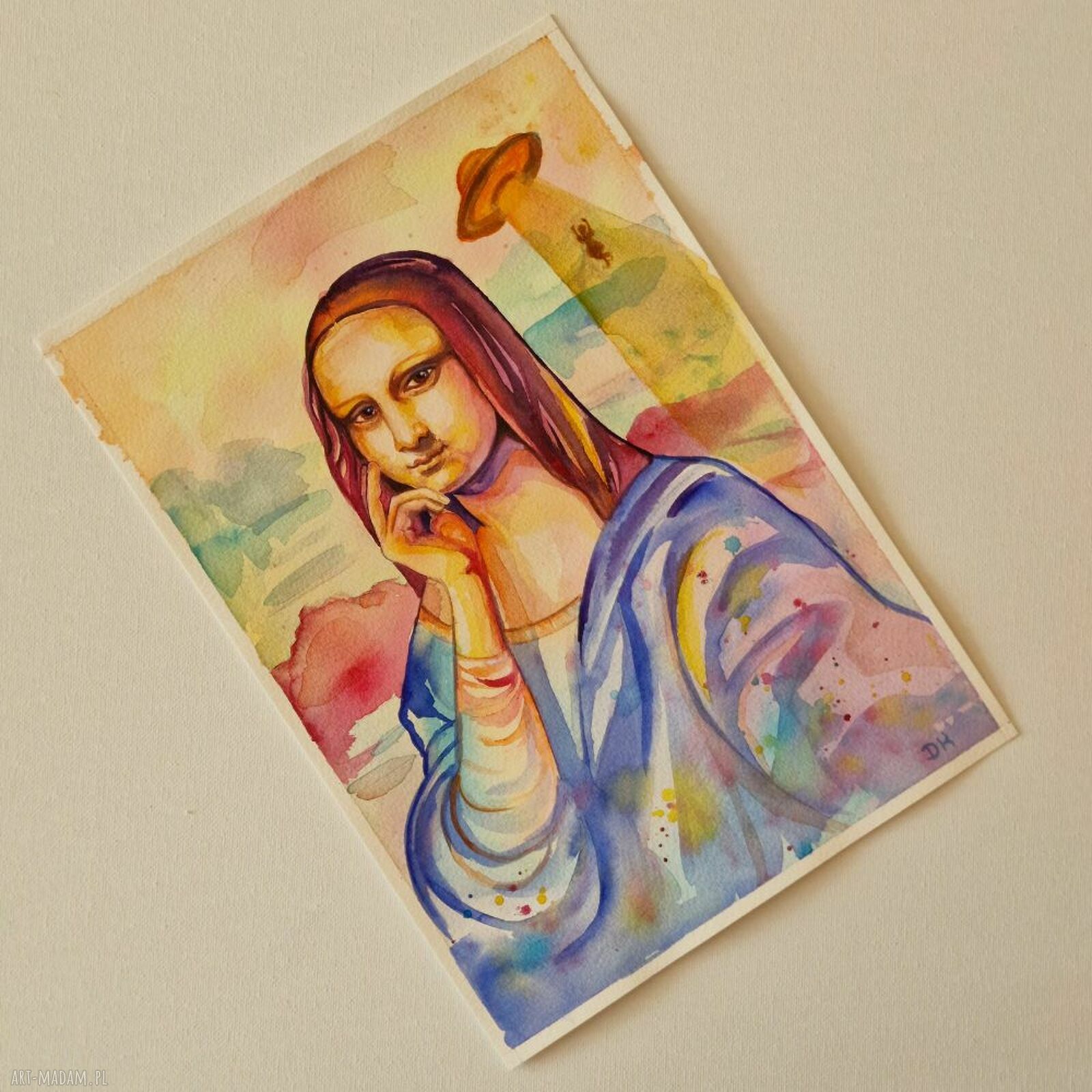 Gdzie się podział Leonardo? Oryginalna akwarela A4 w stylu pop-art i surrealizmu