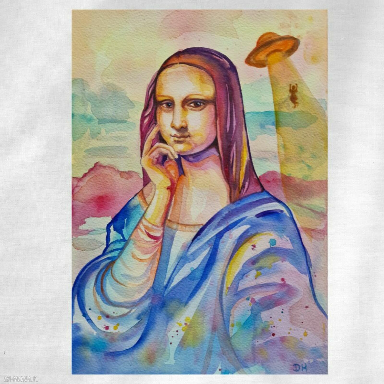 Gdzie się podział Leonardo? Oryginalna akwarela A4 w stylu pop-art i surrealizmu