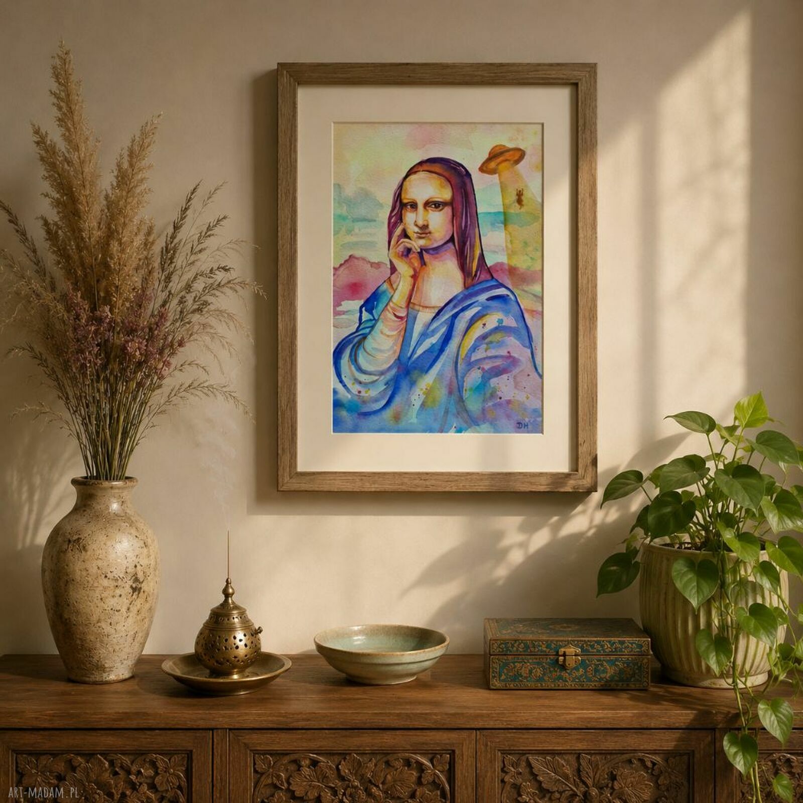 Gdzie się podział Leonardo? Oryginalna akwarela A4 w stylu pop-art i surrealizmu