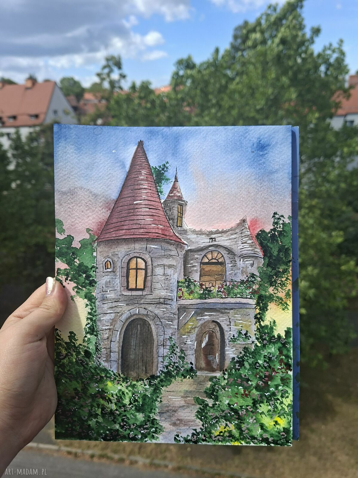 Akwarela „Gdzieś w zaczarowanym lesie” - oryginalny obraz fantasy