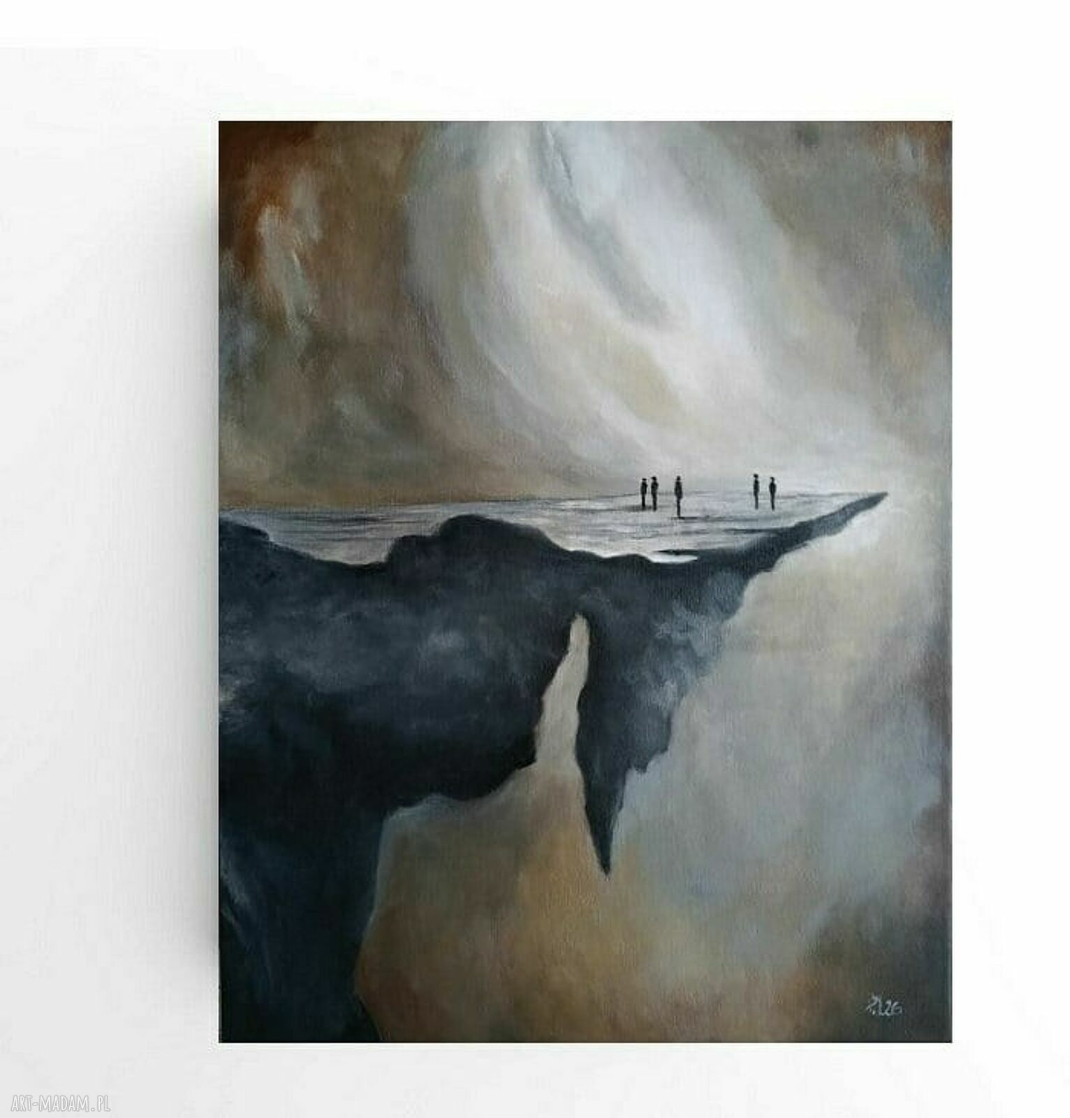 Gdzieś daleko - oryginalny obraz akrylowy na płótnie 50 x 40 cm