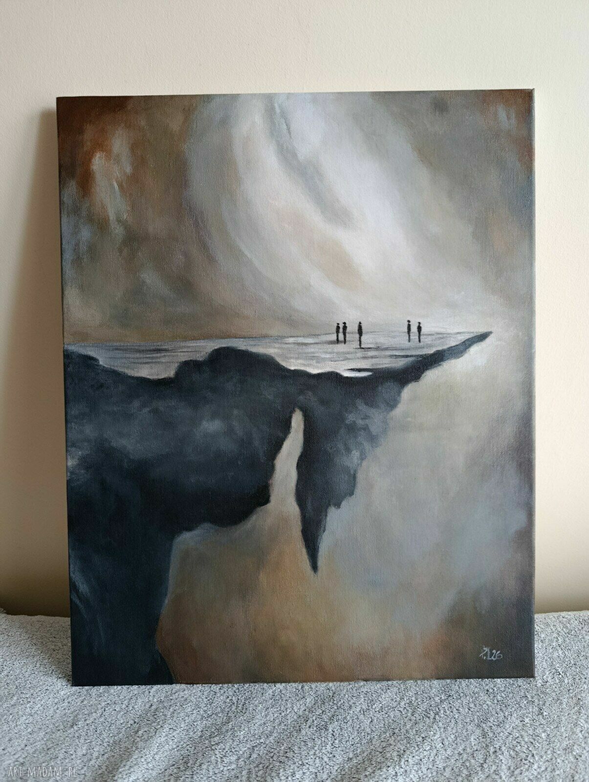 Gdzieś daleko - oryginalny obraz akrylowy na płótnie 50 x 40 cm