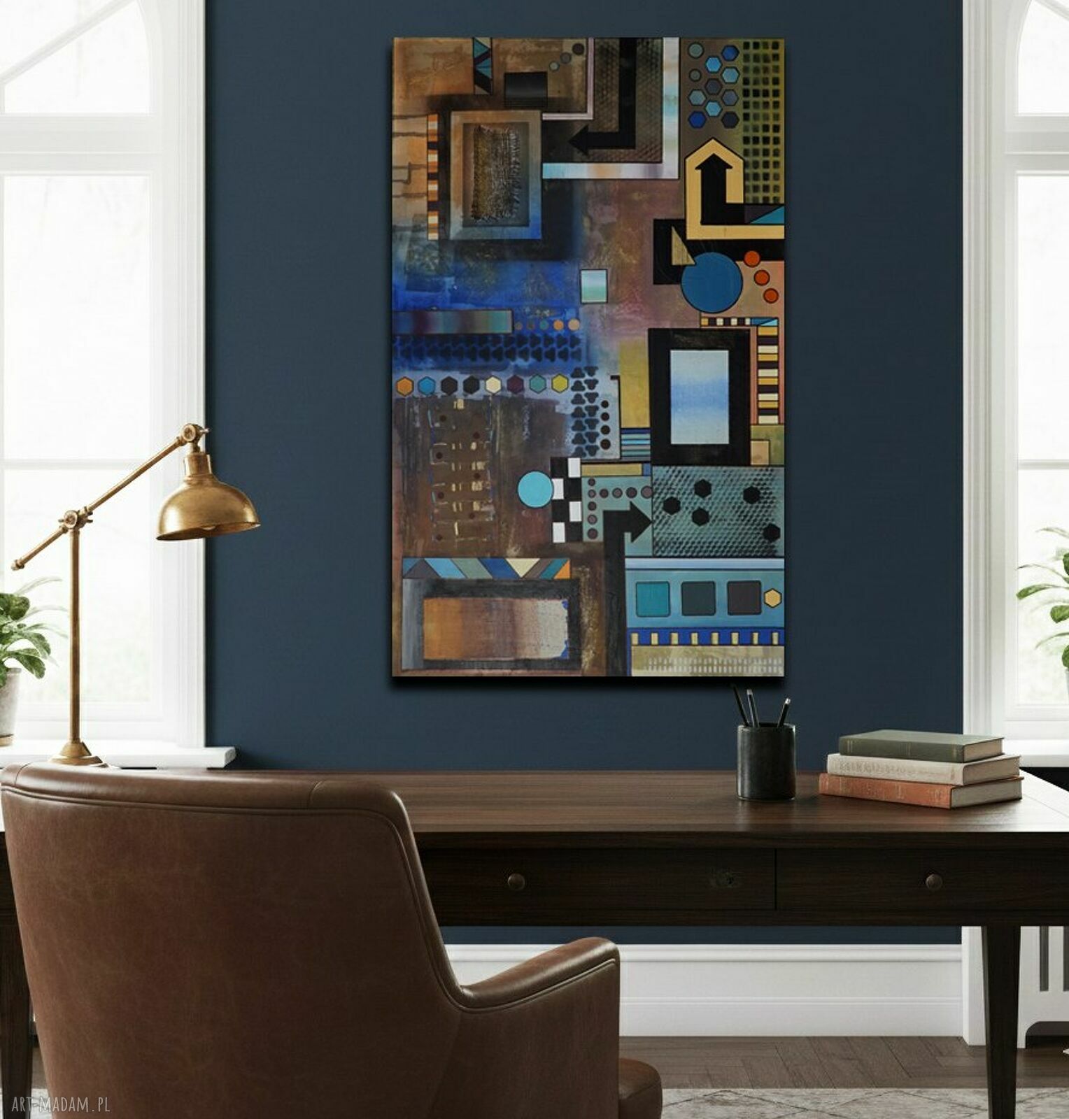 Obraz "Geometria abstrakcyjna 6" - mixed media 120x80 cm, pion lub poziom
