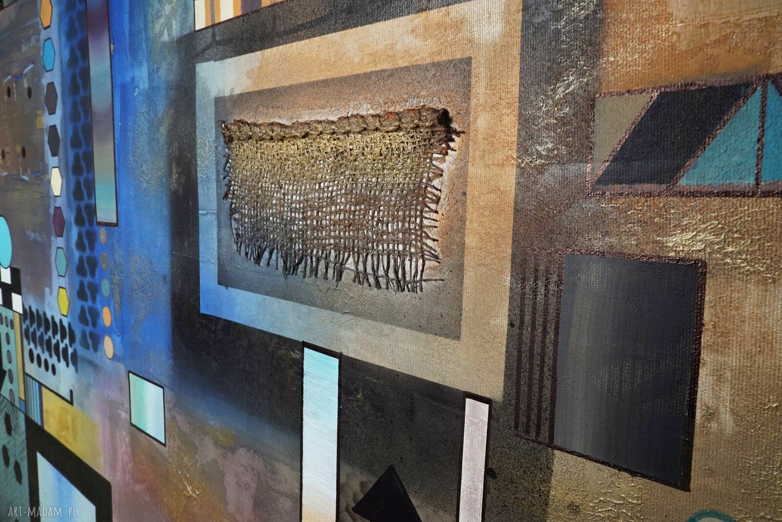 Obraz "Geometria abstrakcyjna 6" - mixed media 120x80 cm, pion lub poziom