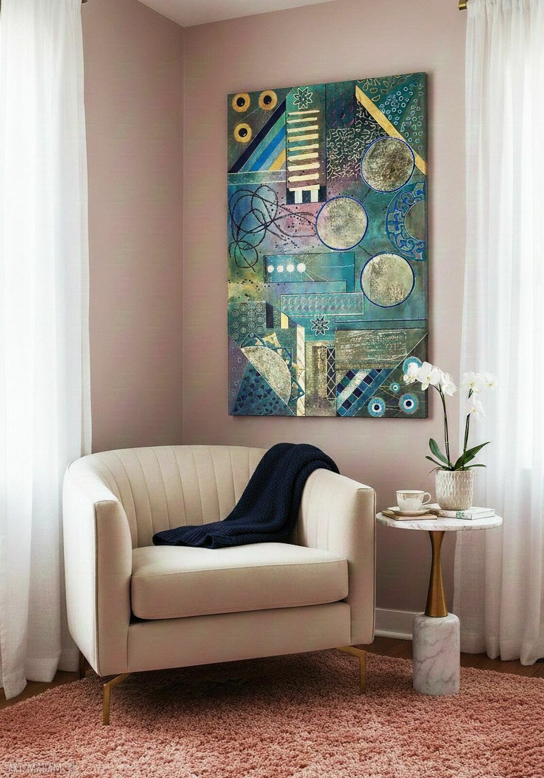 Geometria abstrakcyjna 7 - obraz na płótnie 120x80 cm mixed media