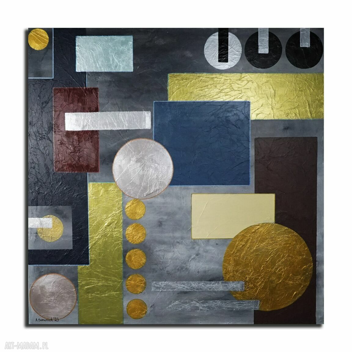 Geometria abstrakcyjna 2 - nowoczesny obraz akrylowy 100x100