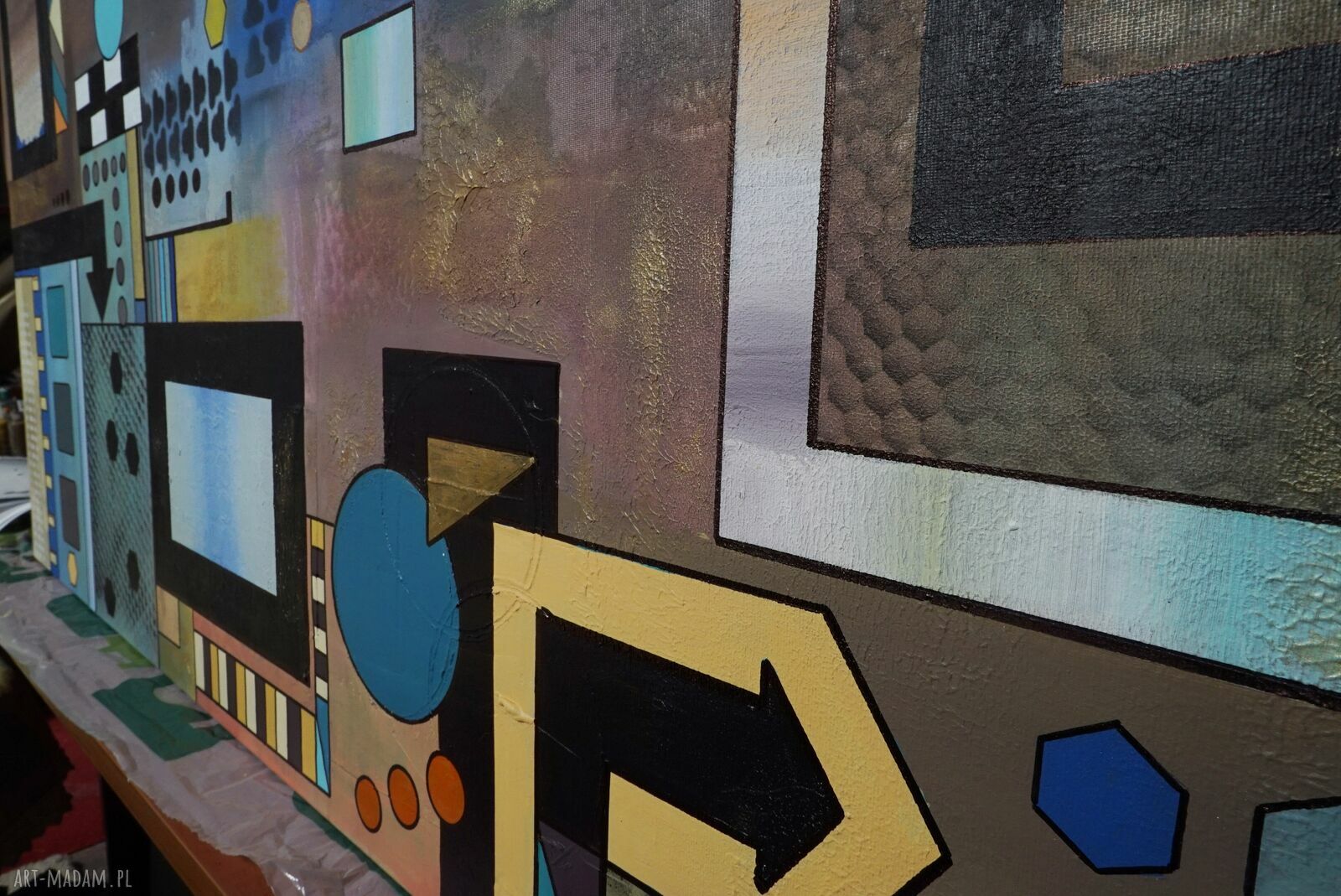 Obraz "Geometria abstrakcyjna 6" - mixed media 120x80 cm, pion lub poziom