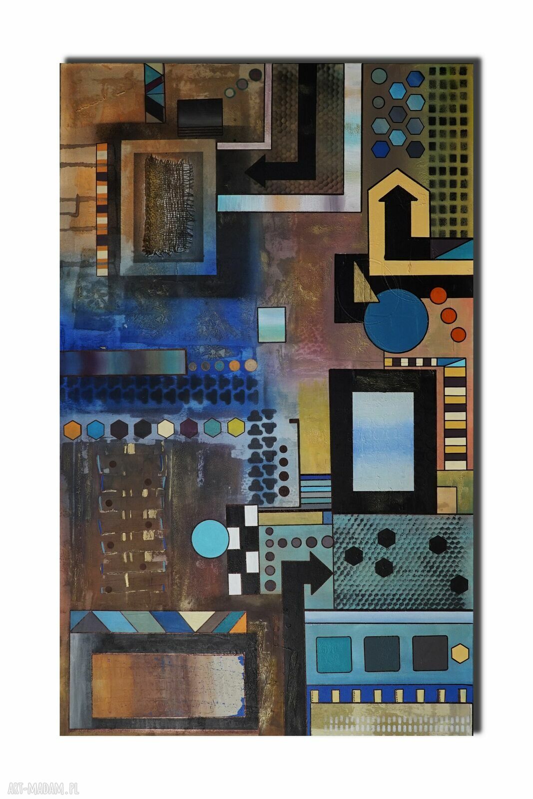 Obraz "Geometria abstrakcyjna 6" - mixed media 120x80 cm, pion lub poziom