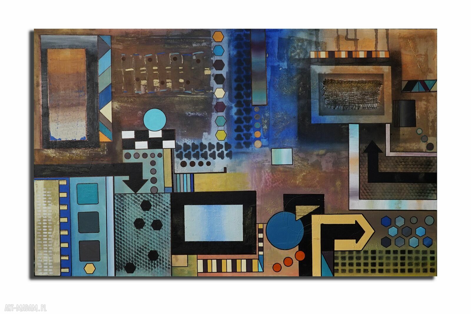 Obraz "Geometria abstrakcyjna 6" - mixed media 120x80 cm, pion lub poziom