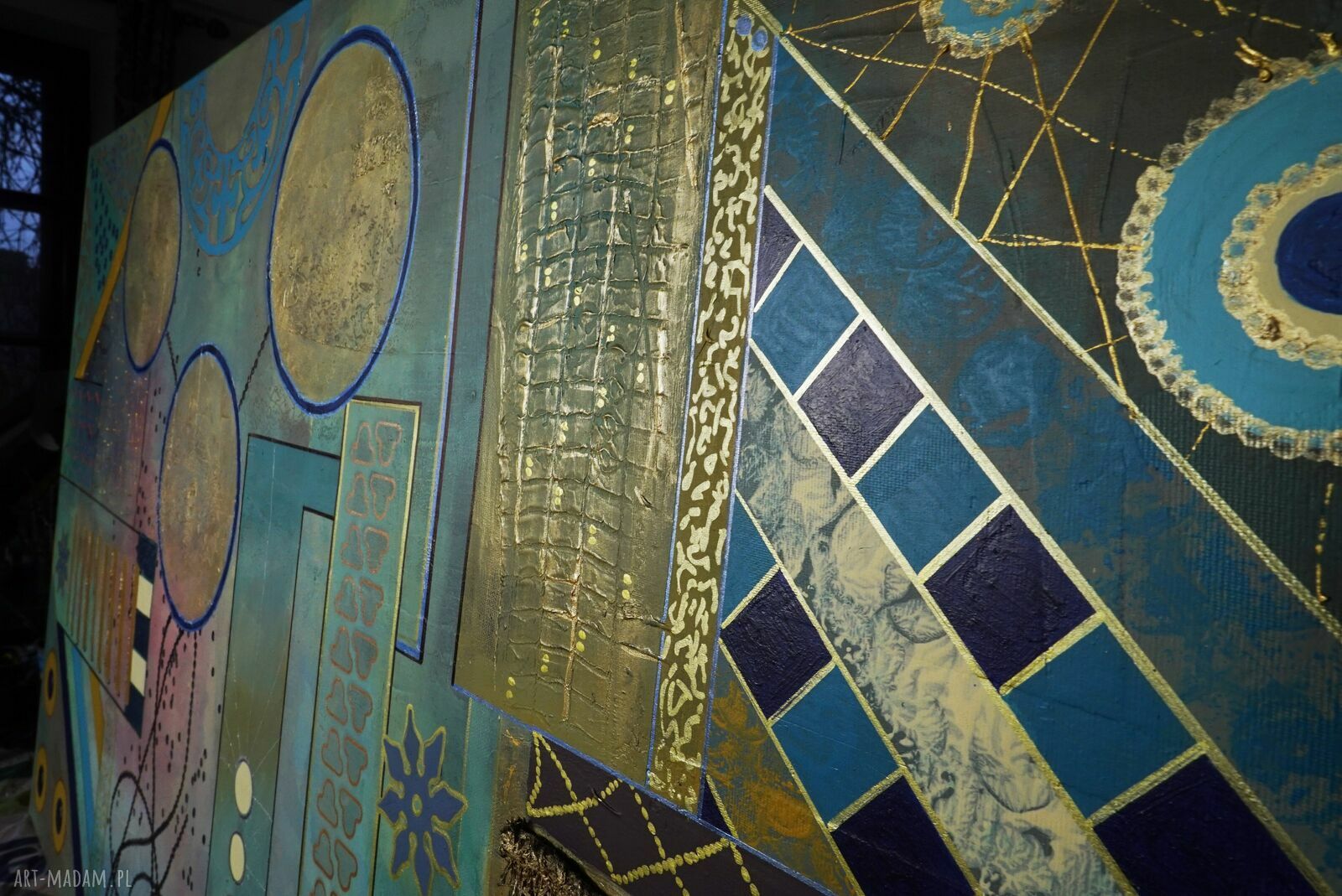 Geometria abstrakcyjna 7 - obraz na płótnie 120x80 cm (mixed media)