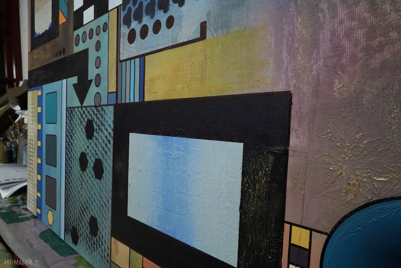 Obraz "Geometria abstrakcyjna 6" - mixed media 120x80 cm, pion lub poziom