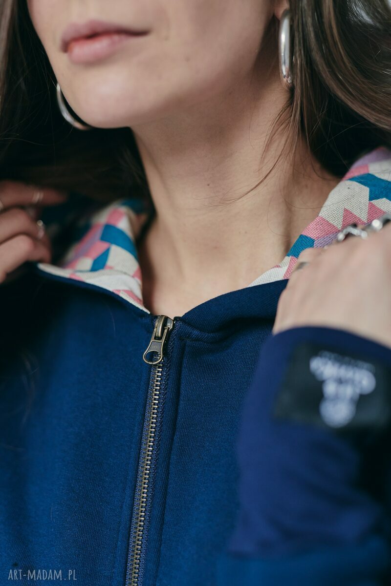 Geometryczna rozpinana bluza kangurka z kapturem Gawka (XS XXL)