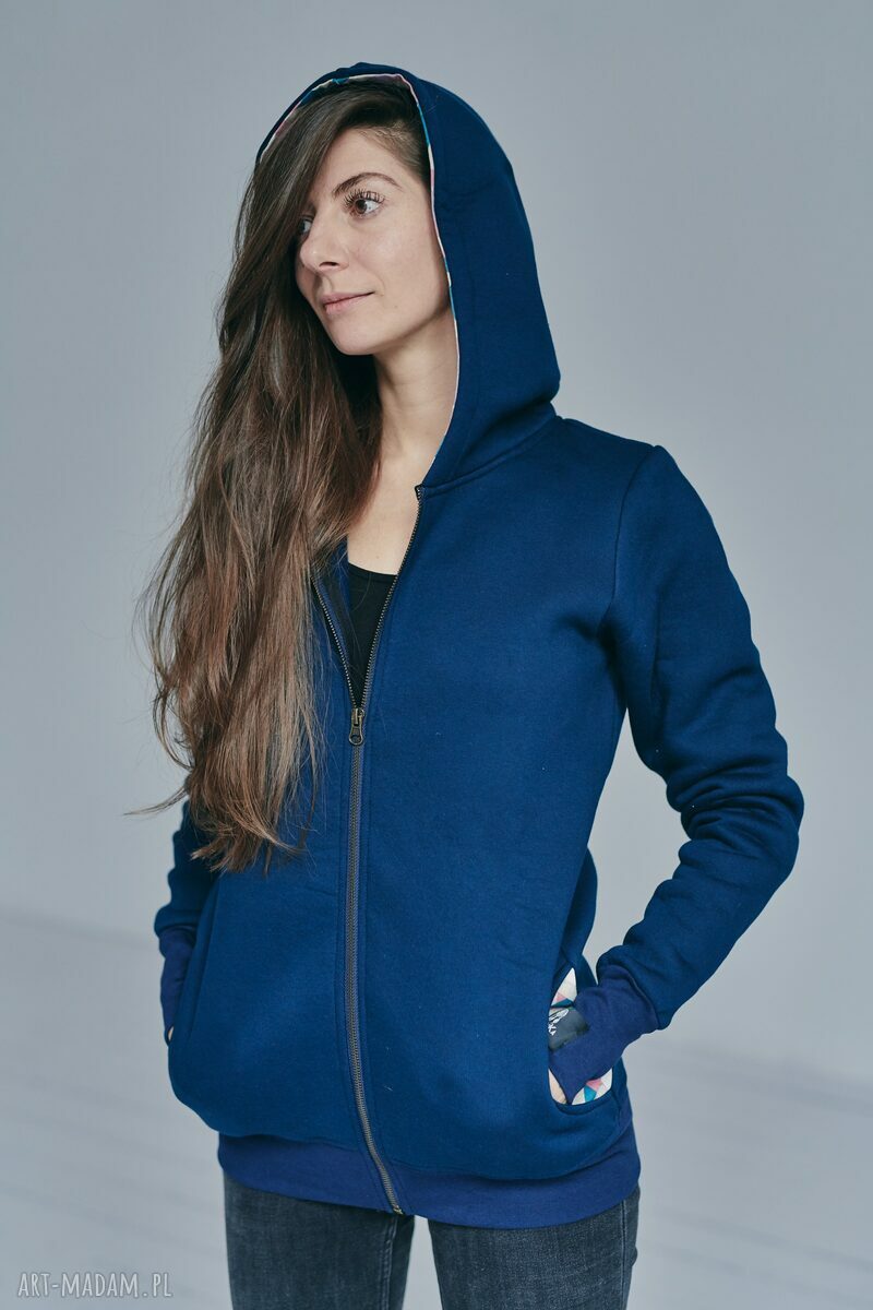 Geometryczna rozpinana bluza kangurka z kapturem Gawka (XS XXL)