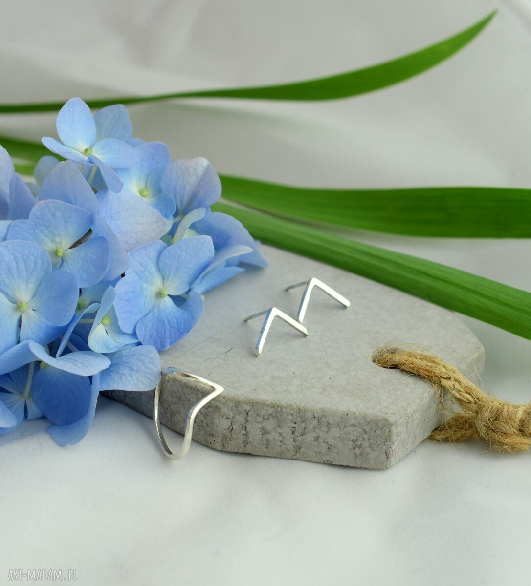 Geometryczne, minimalistyczne kolczyki ze srebra 925 - boho minimalizm