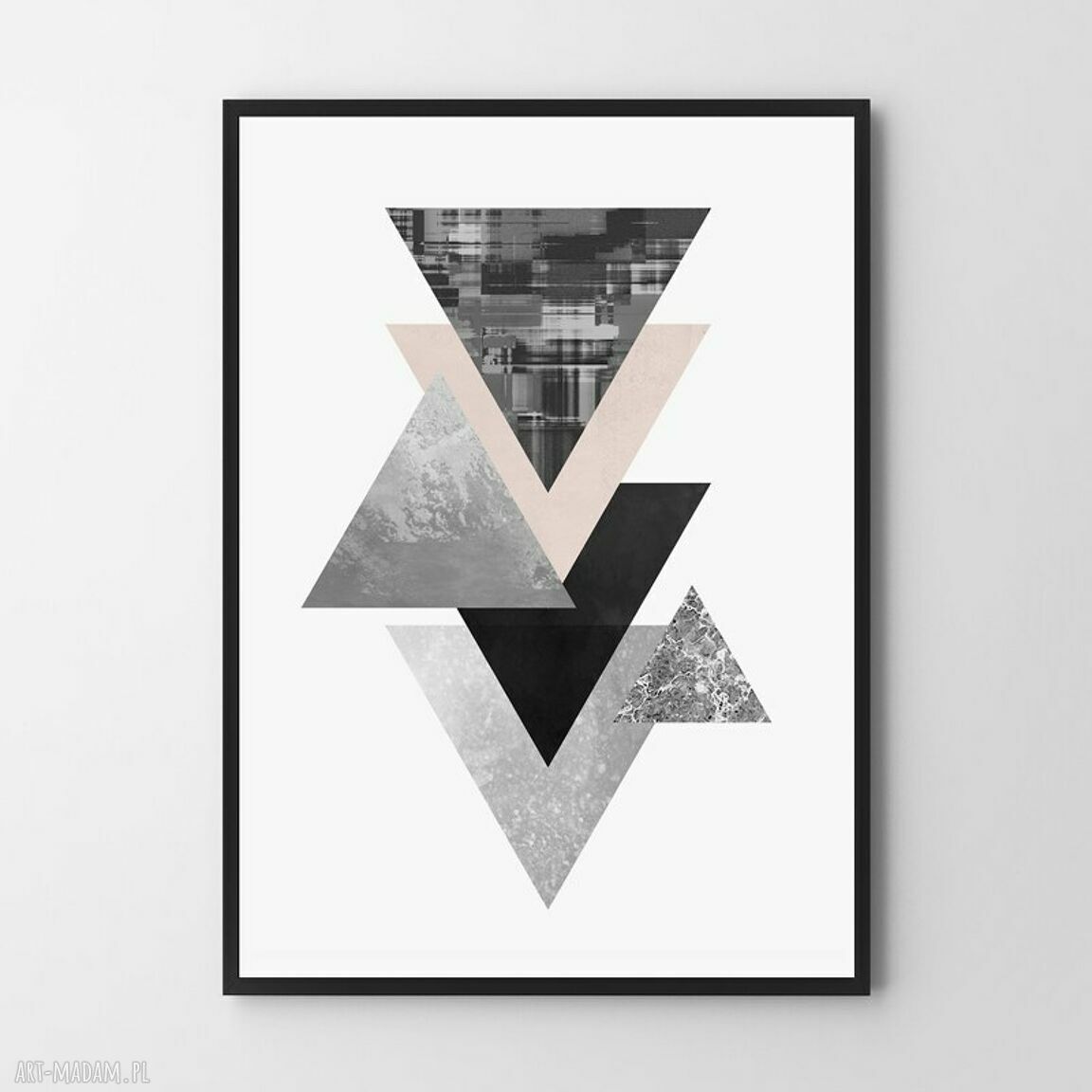 Geometryczne trójkąty - plakat 40x50 cm (różowy) do salonu