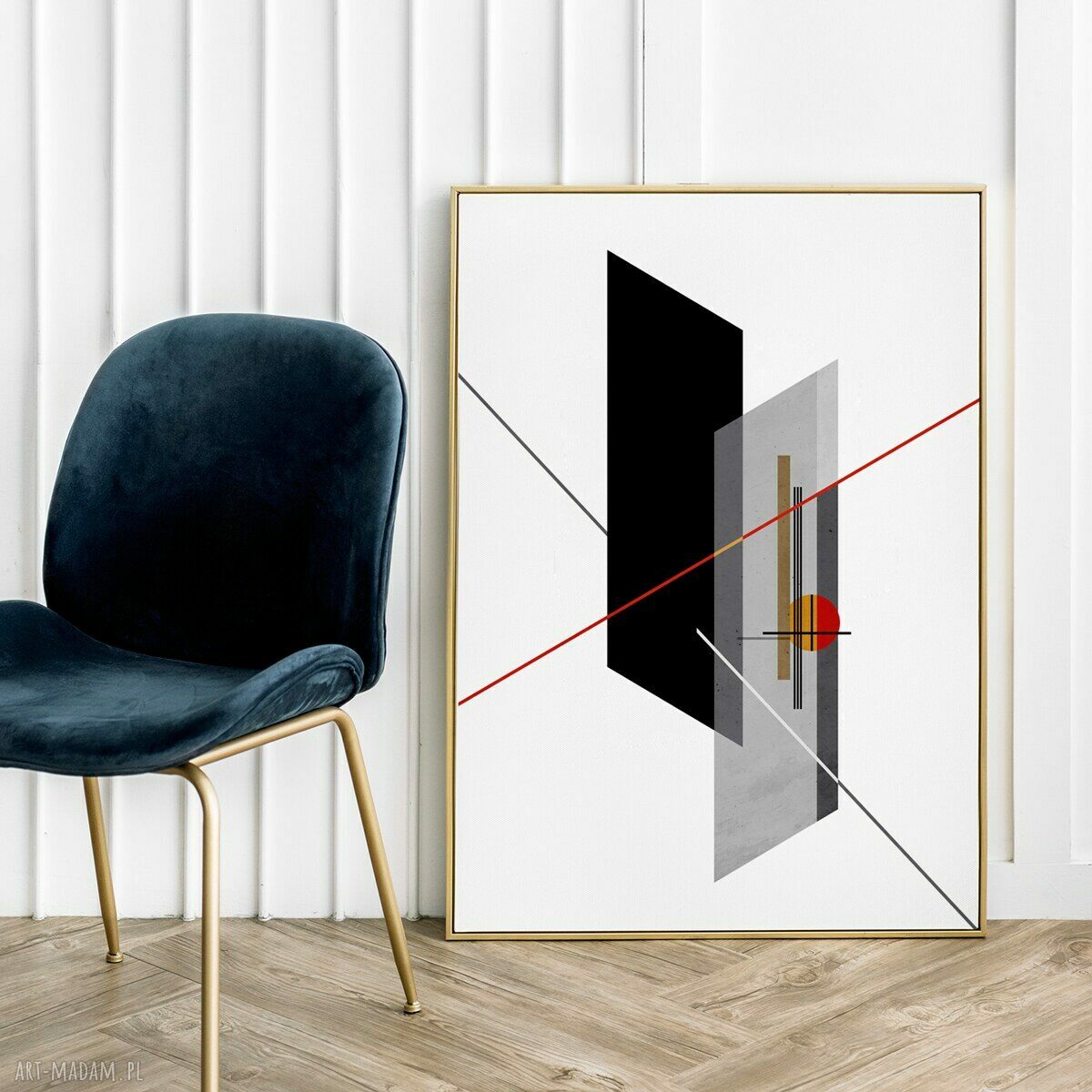 Plakat geometryczny biało-szary 30x40 cm do biura - elegancka dekoracja