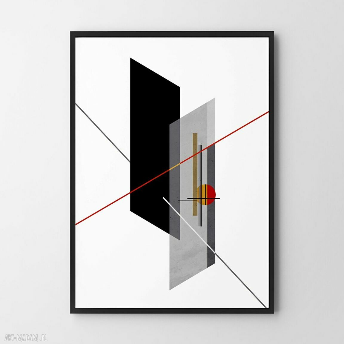 Plakat geometryczny biało-szary 61x91 cm