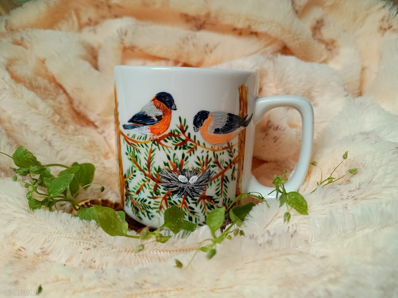 Gile i gniazdko - ręcznie malowany kubek 270 ml