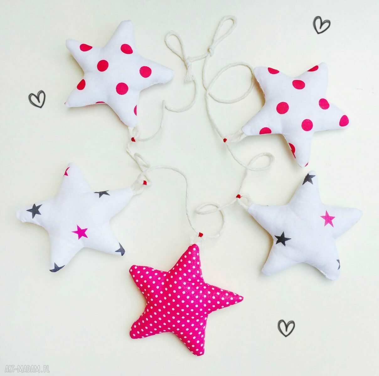 girlanda gwiazdkowa pink Hand Made