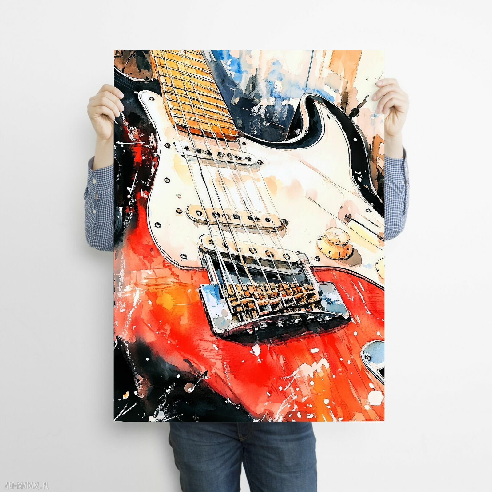 Gitara - autorska grafika na plakacie A3
