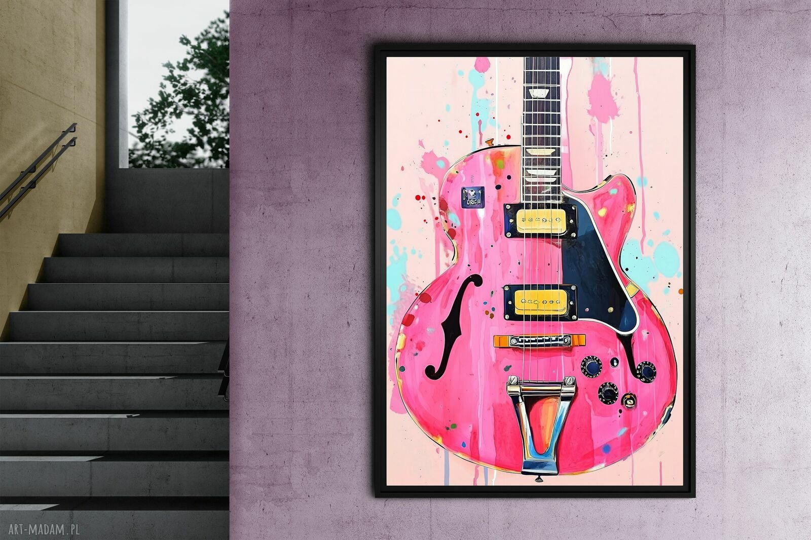 Gitara - autorski plakat A3 z muzyczną grafiką