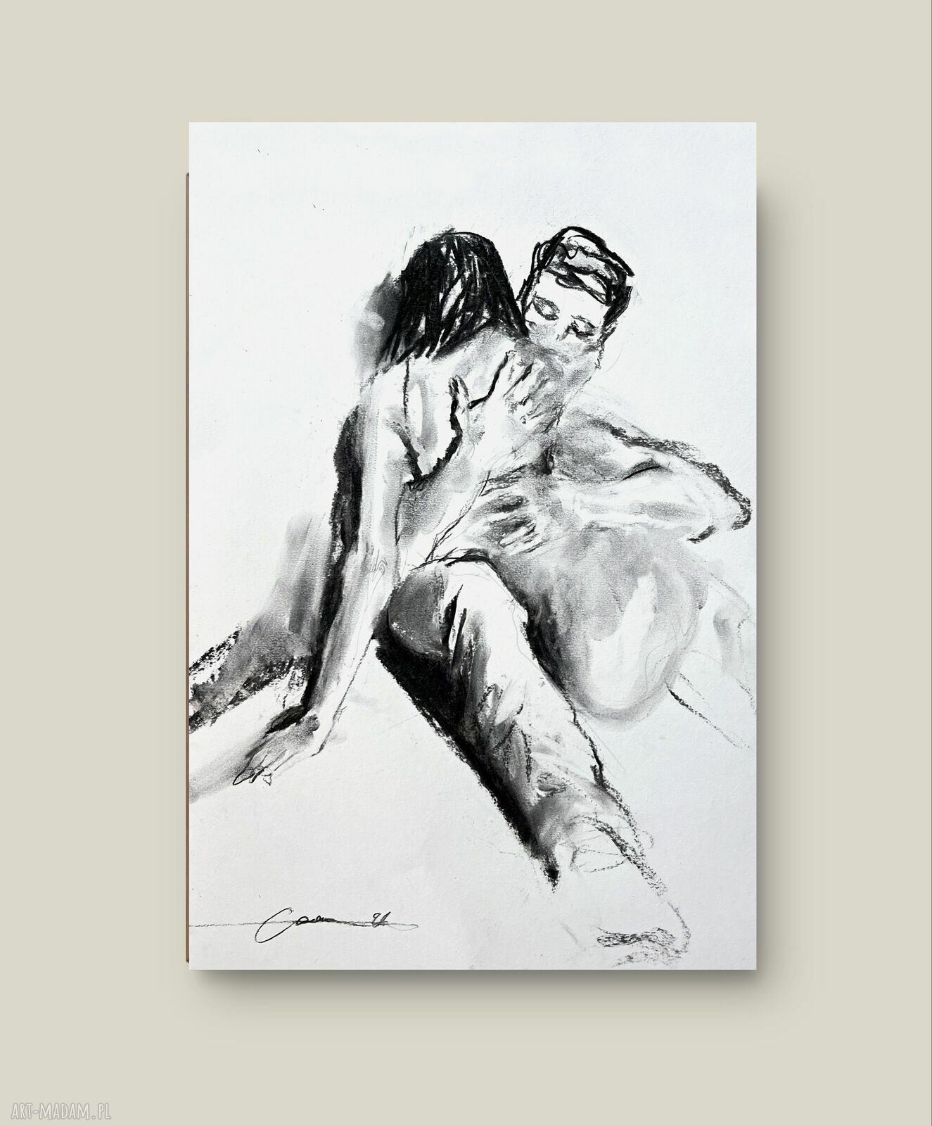 Give me Hug - obraz węglowy 34x50 nad łóżko