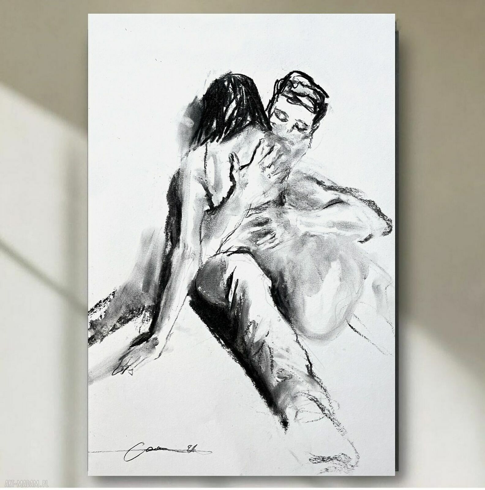 Give me Hug - obraz węglowy 34x50 nad łóżko