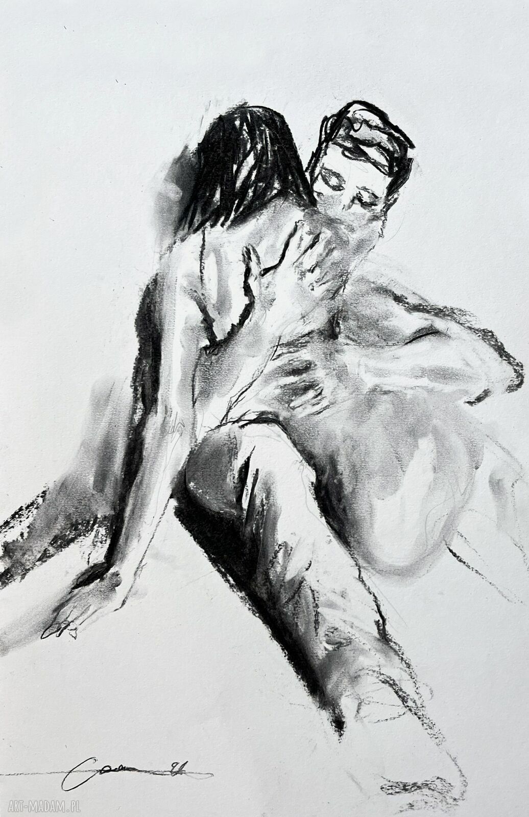 Give me Hug - obraz węglowy 34x50 nad łóżko