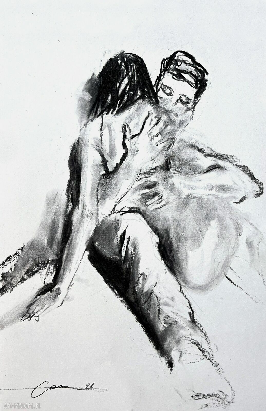 Give me Hug - obraz węglowy 34x50 nad łóżko