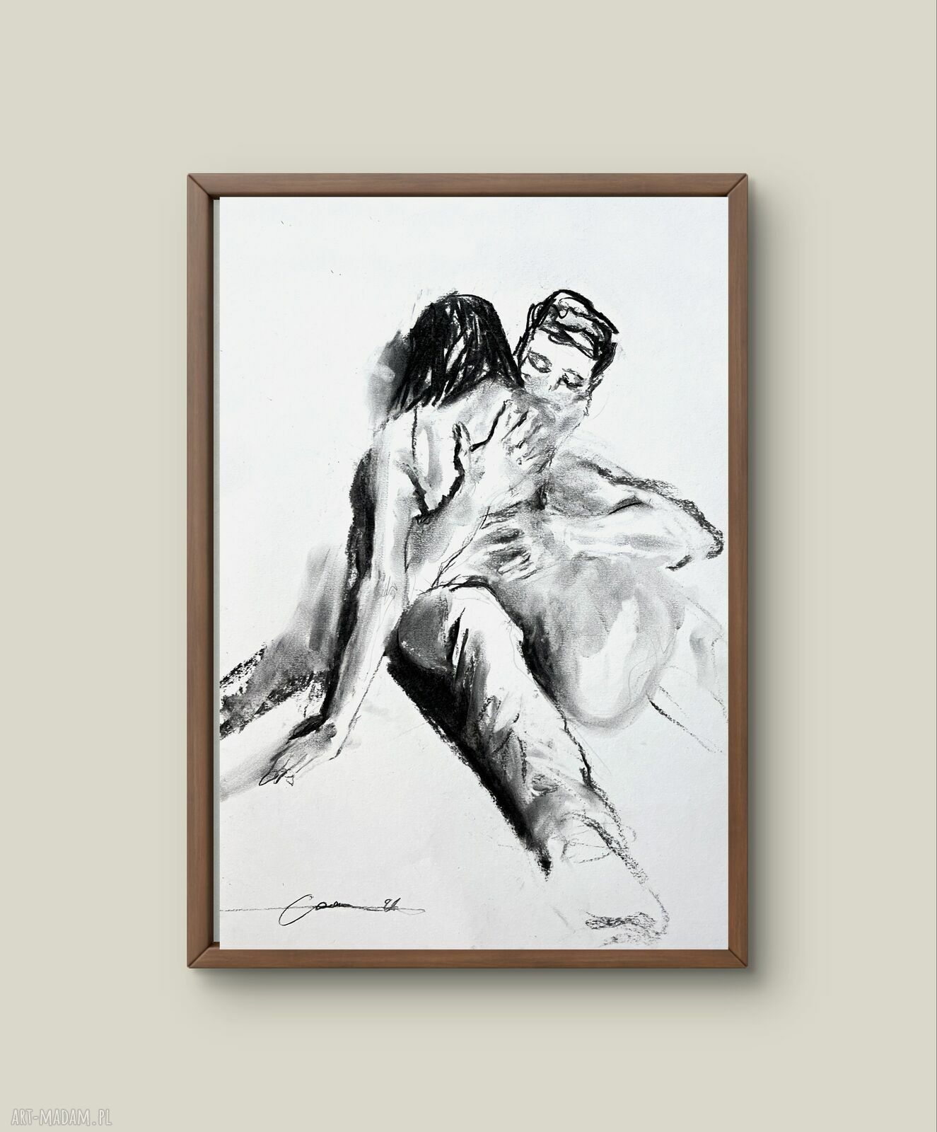Give me Hug - obraz węglowy 34x50 nad łóżko