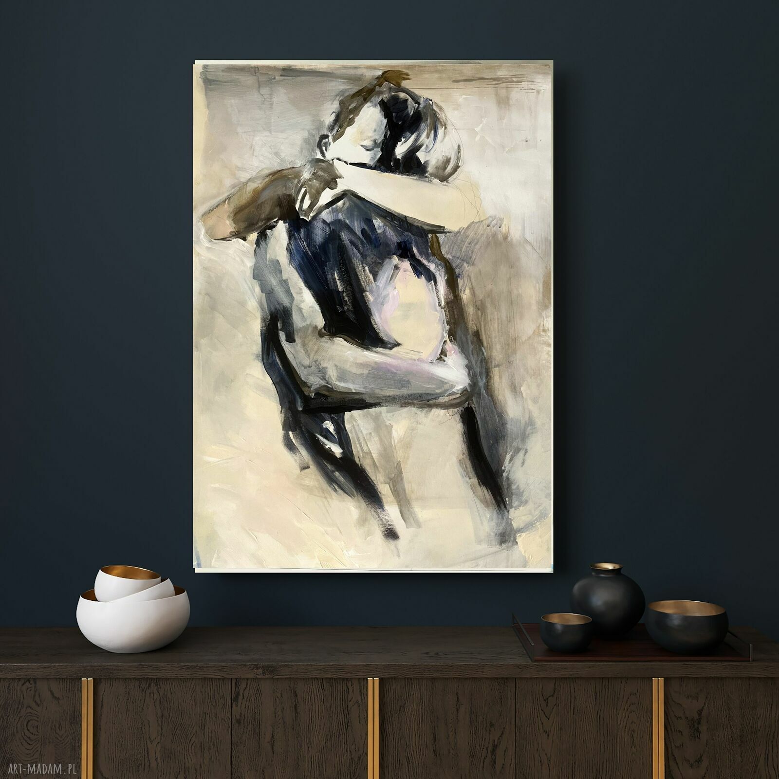 Give Me Hug - romantyczny obraz na płótnie 120x80 cm