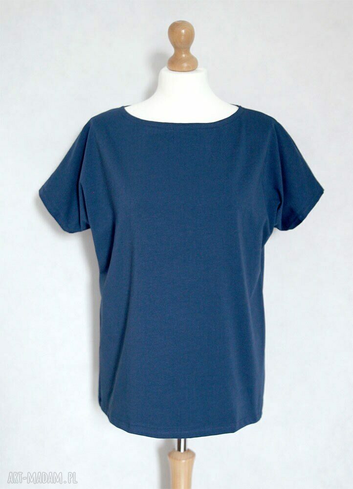 Gładka koszulka bawełniana oversize L/XL navy blue