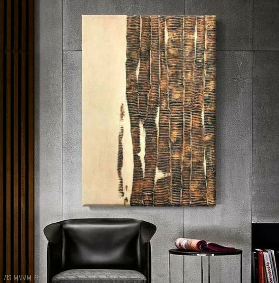 GLAM CREAM - obraz ze strukturą pozłacany beżowo-złoty (100x150 cm) - luksusowa dekoracja do salonu