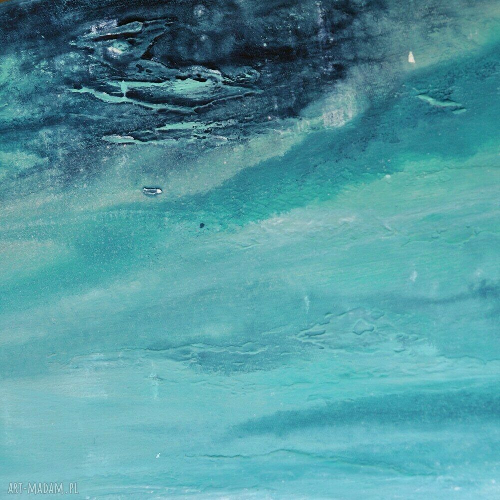 Głębia 38 - abstrakcja w turkusie i zieleni, ręcznie malowany obraz akrylowy na płótnie 100 x 70 cm