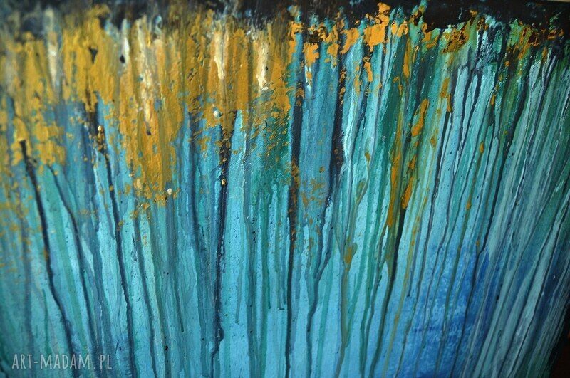 Głębia 7 - niebiesko-turkusowy obraz abstrakcyjny akrylowy 120 x 80 cm, sygnowany i bez ramy
