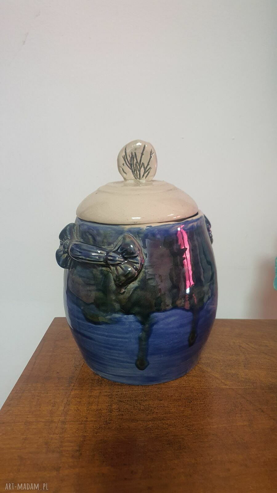 Gliniany słój do pieczenia, przechowywania i dekoracji z kamionki - handmade