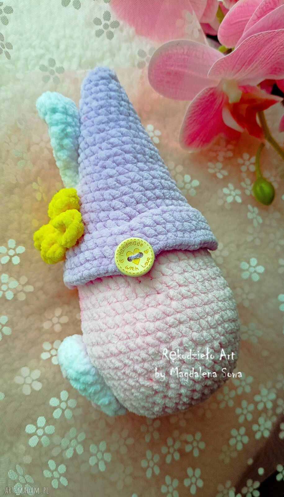 Gnom, skrzat i królik wielkanocny na szydełku - ok. 17 cm (handmade)