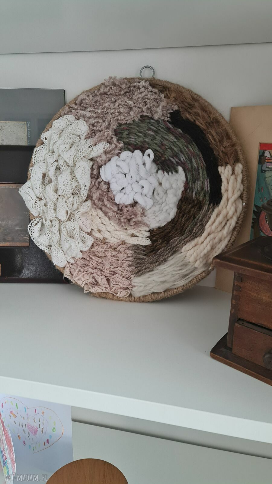 Ręcznie tkany gobelin na obręczy 30 cm
