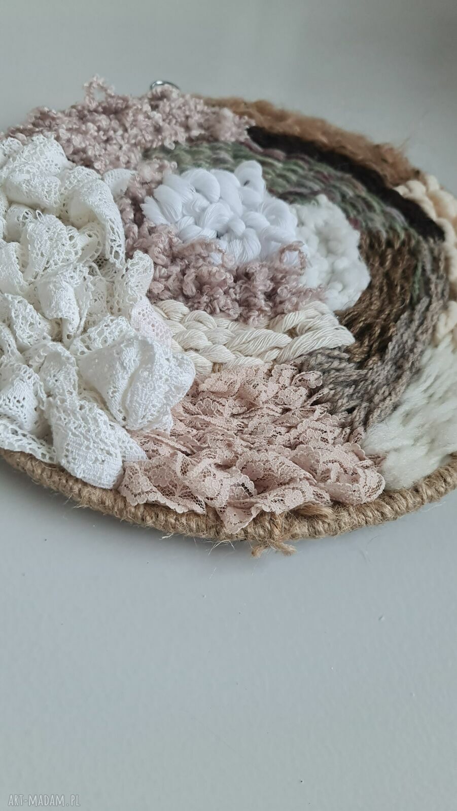 Ręcznie tkany gobelin na obręczy 30 cm
