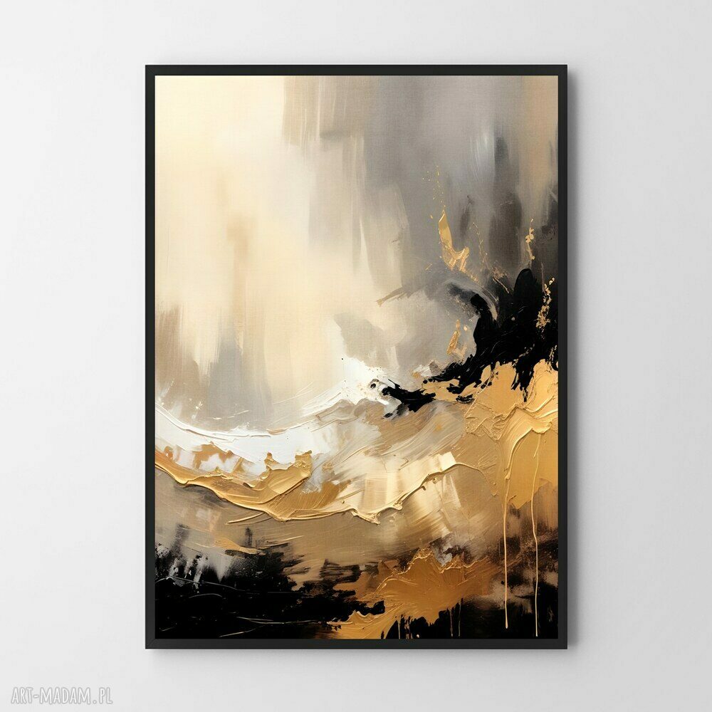 Plakat Gold wave 61x91 cm - modna abstrakcja bez ramy (Hogstudio)