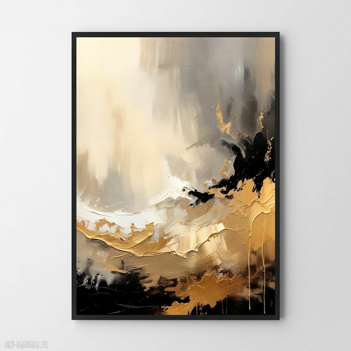 Plakat Gold Wave beżowy 40x50 bez ramy - abstrakcja do salonu